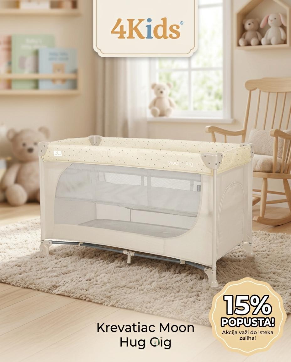 Lorelli prenosivi krevetac Moon Hug 2 Nivoa, Beige Lorelli prenosivi krevetac Moon Hug 2 Nivoa, Beige